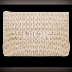 Dior Beauty Raffia Straw Large Clutch Beach Vacay Travel Woven beige Bag